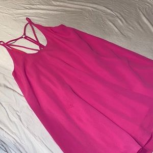 Hot pink mini shift dress